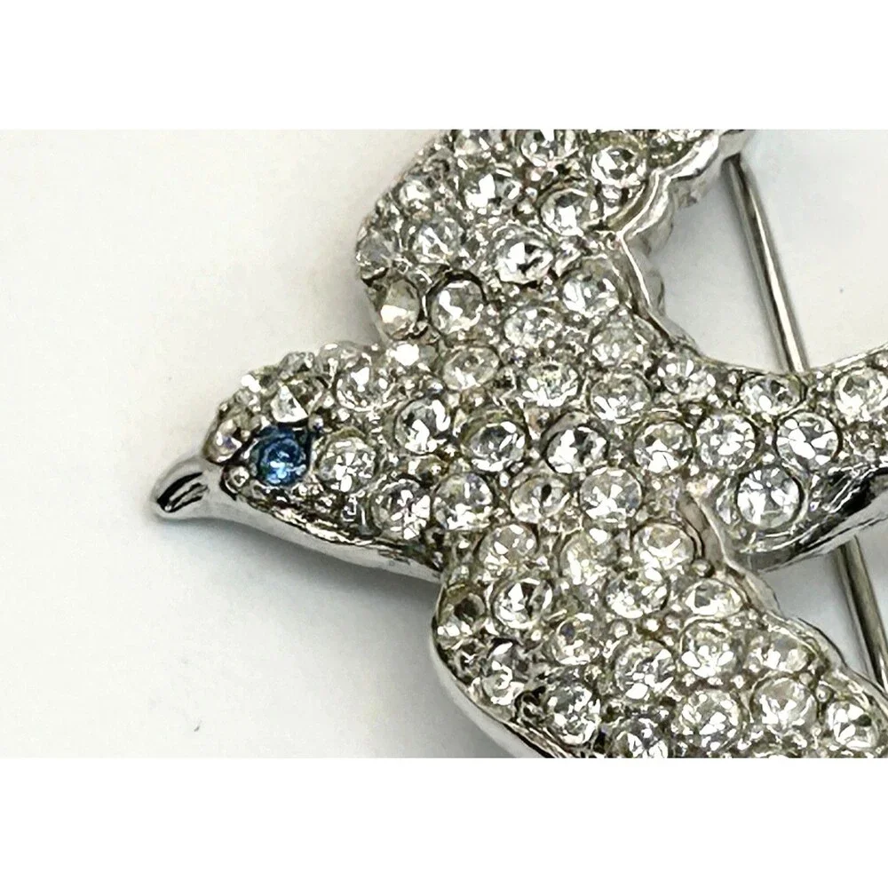 Vintage Avon Rhinestone Dove Swallow Bird Pin Smithsonian Signed Brooch EC +🎁